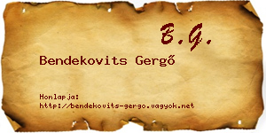 Bendekovits Gergő névjegykártya